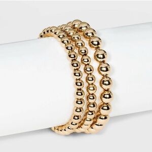Brass Beaded Bracelet 3pc - A New Day™ Gold: Nickel-Free Elastic Band